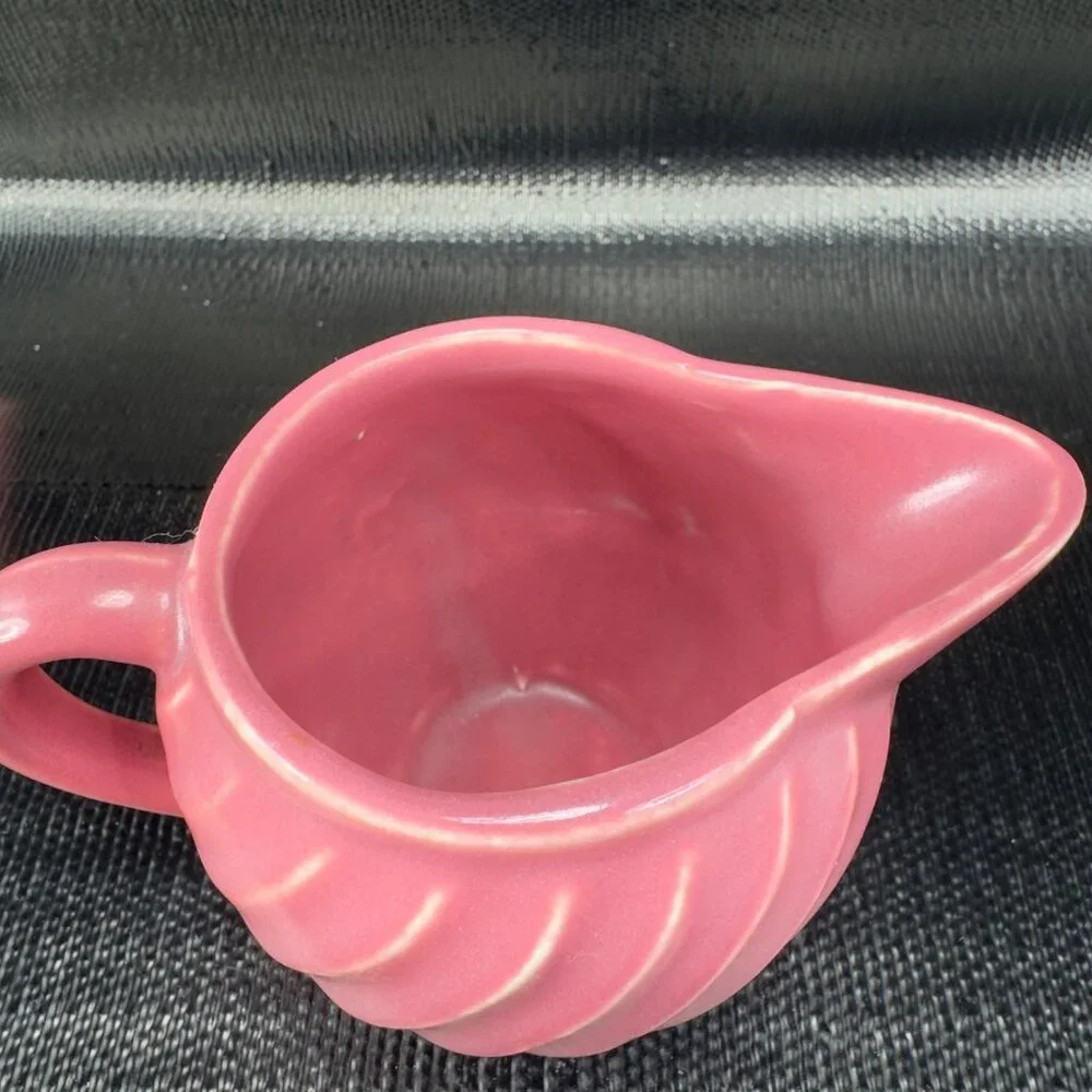 Antique American Pottery USA‎ Mauve Swirl Pattern Small Pitcher Creamer Vintage